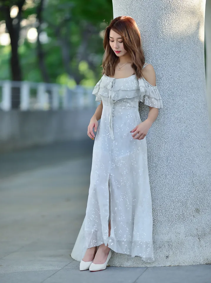 [Mzsock] NO.200 vivi Cao Yuanyuan suspender high-slit long skirt with high heels and beautiful legs street photography#[105P]-22